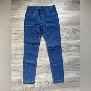 J. McLaughlin Blue Corduroy Skinny Jean Pants Size 0 Classic Preppy Winter Warm